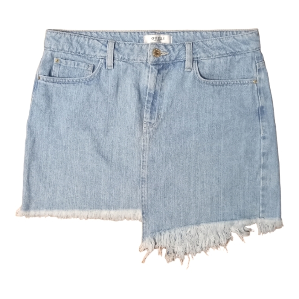 Guess Stella Re-Engineered Asymmetrical frayed hem denim skirt Size 8